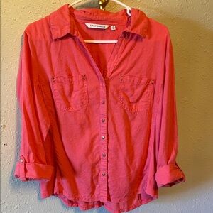 Emily Daniels Women's Vibrant Coral/Peach Button Down Shirt